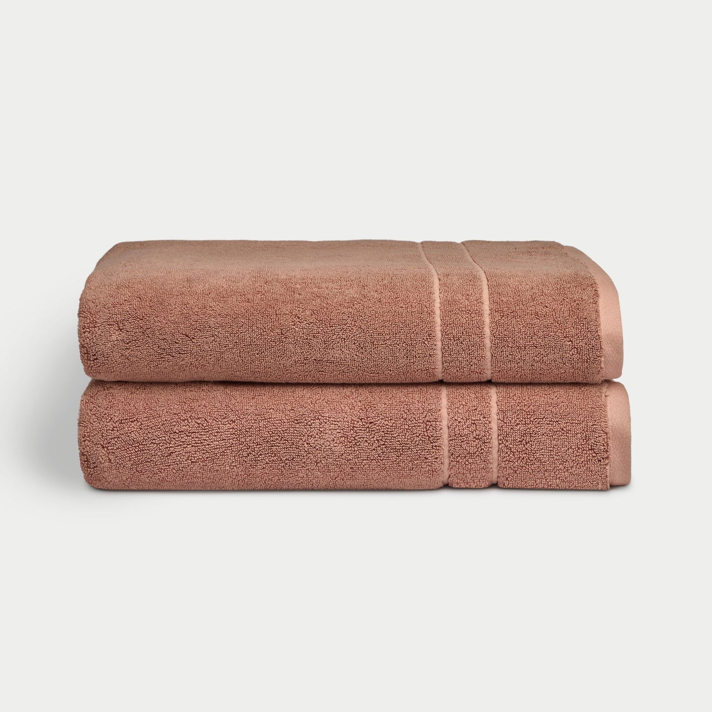 Premium Plush Bath Sheets in the color clay. Photo of bath sheets taken with white background |Color:Clay