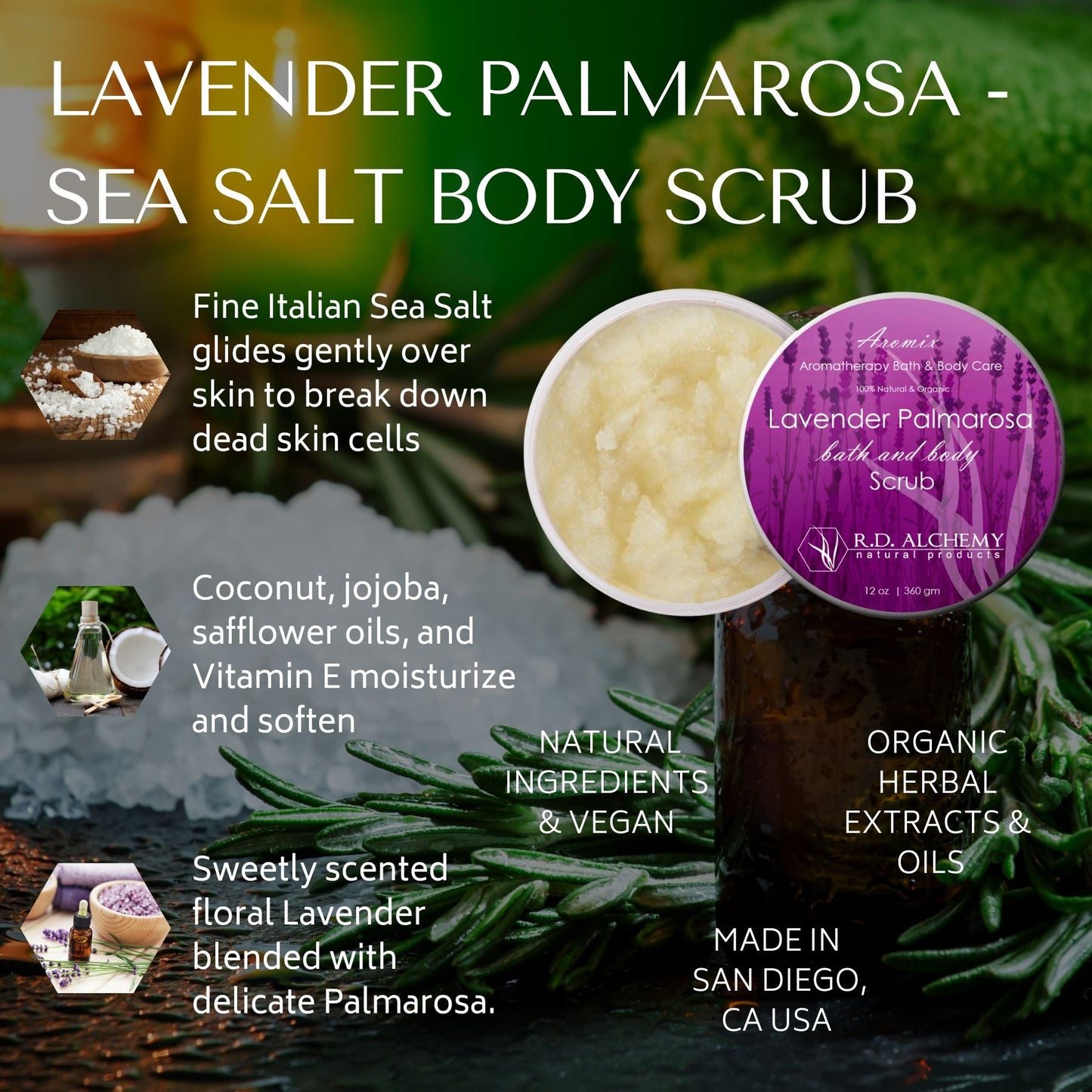 Lavender Palmarosa Sea Salt Body Scrub